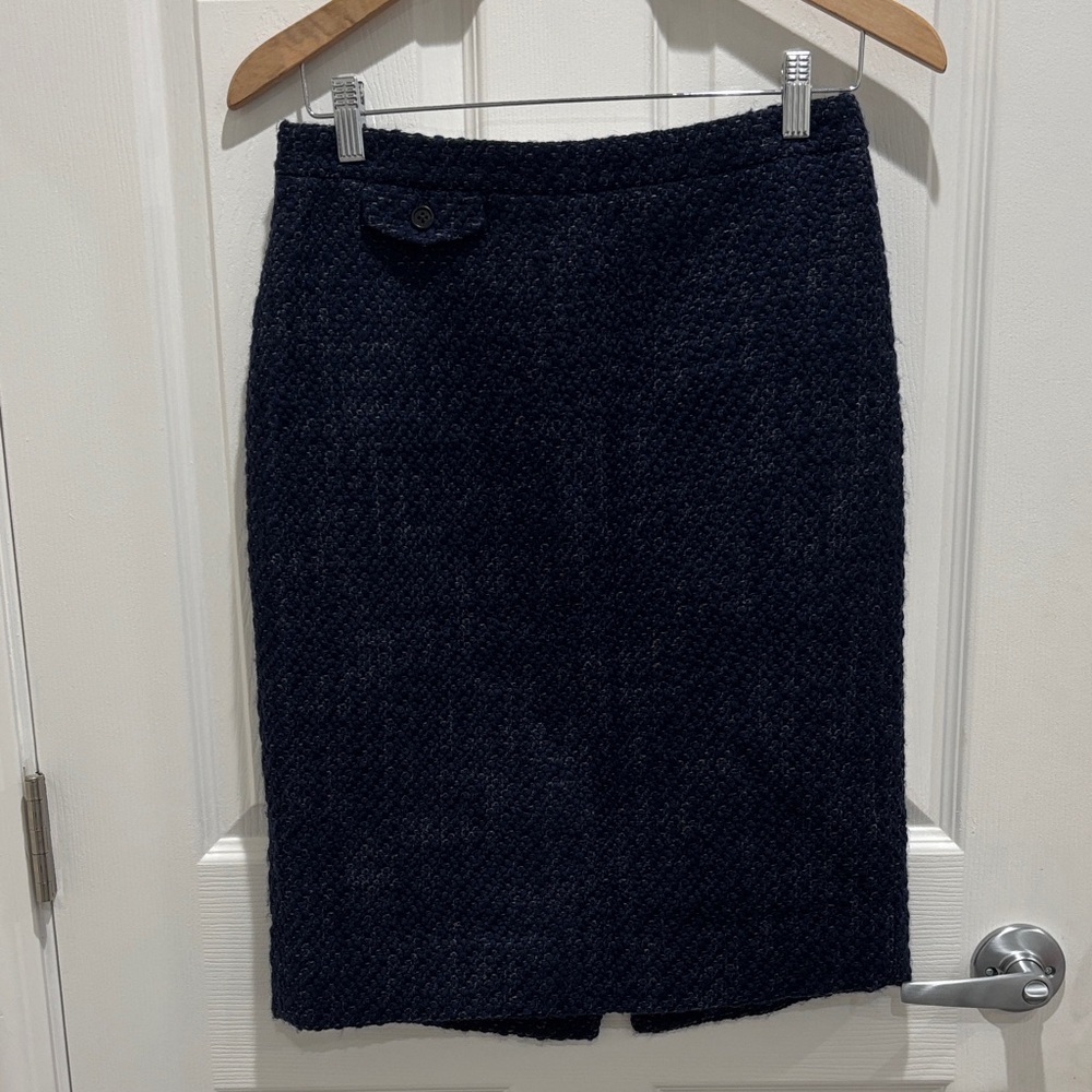 J. Crew Wool Blend Navy Tweed Pencil Skirt